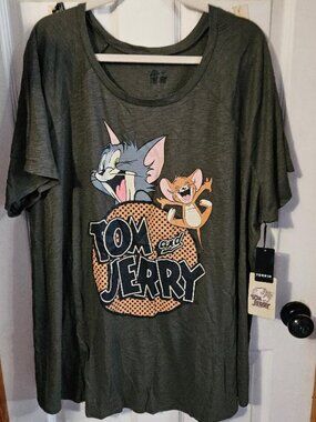 NWT Torrid Tom & Jerry Raglan Tee Top 5X (28W) CUTE!!